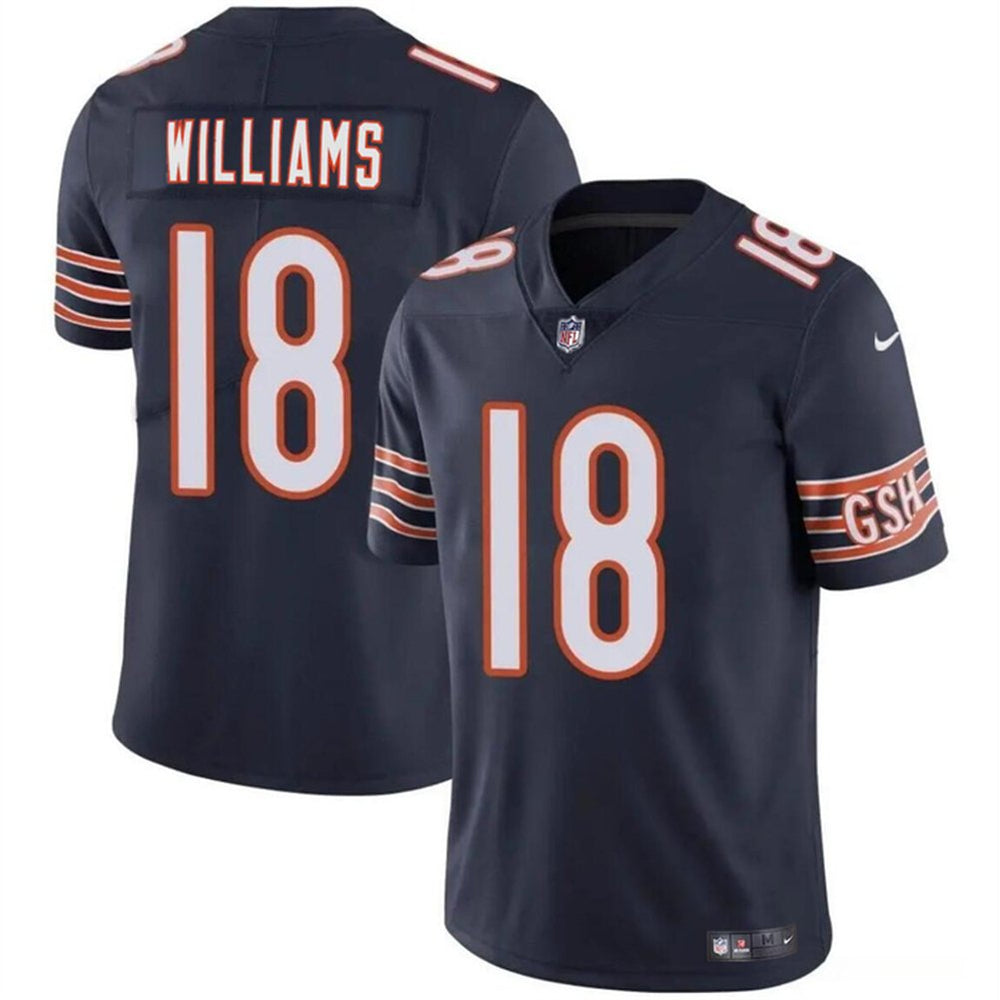 Youth Chicago Bears #18 Caleb Williams Navy 2024 Draft Vapor Stitched Football Jersey 