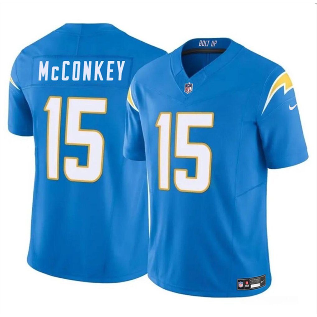 Youth Los Angeles Chargers #15 Ladd McConkey Light Blue 2024 Draft F.U.S.E Vapor Limited Stitched Football Jersey 