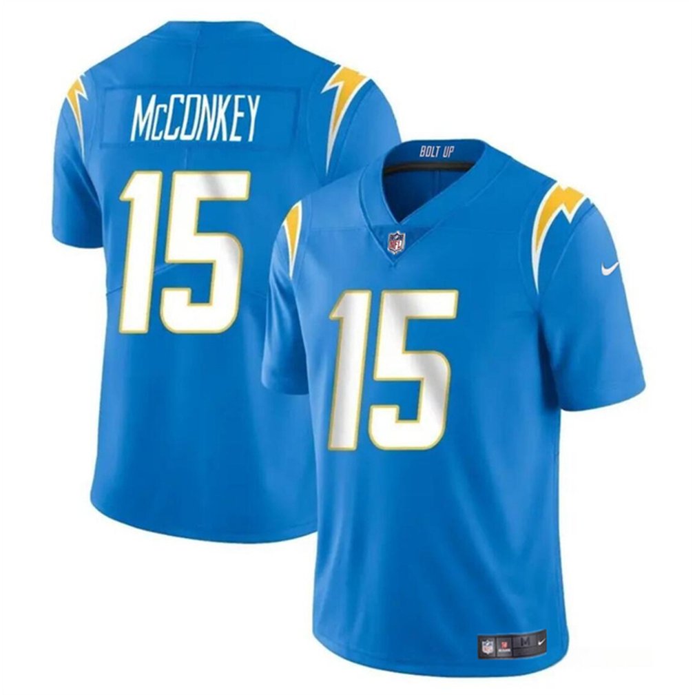 Youth Los Angeles Chargers #15 Ladd McConkey Light Blue 2024 Draft Vapor Limited Stitched Football Jersey 