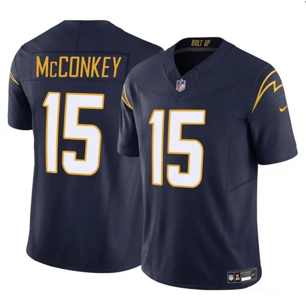 Youth Los Angeles Chargers #15 Ladd McConkey Navy 2024 Draft F.U.S.E. Vapor Limited Stitched Football Jersey 