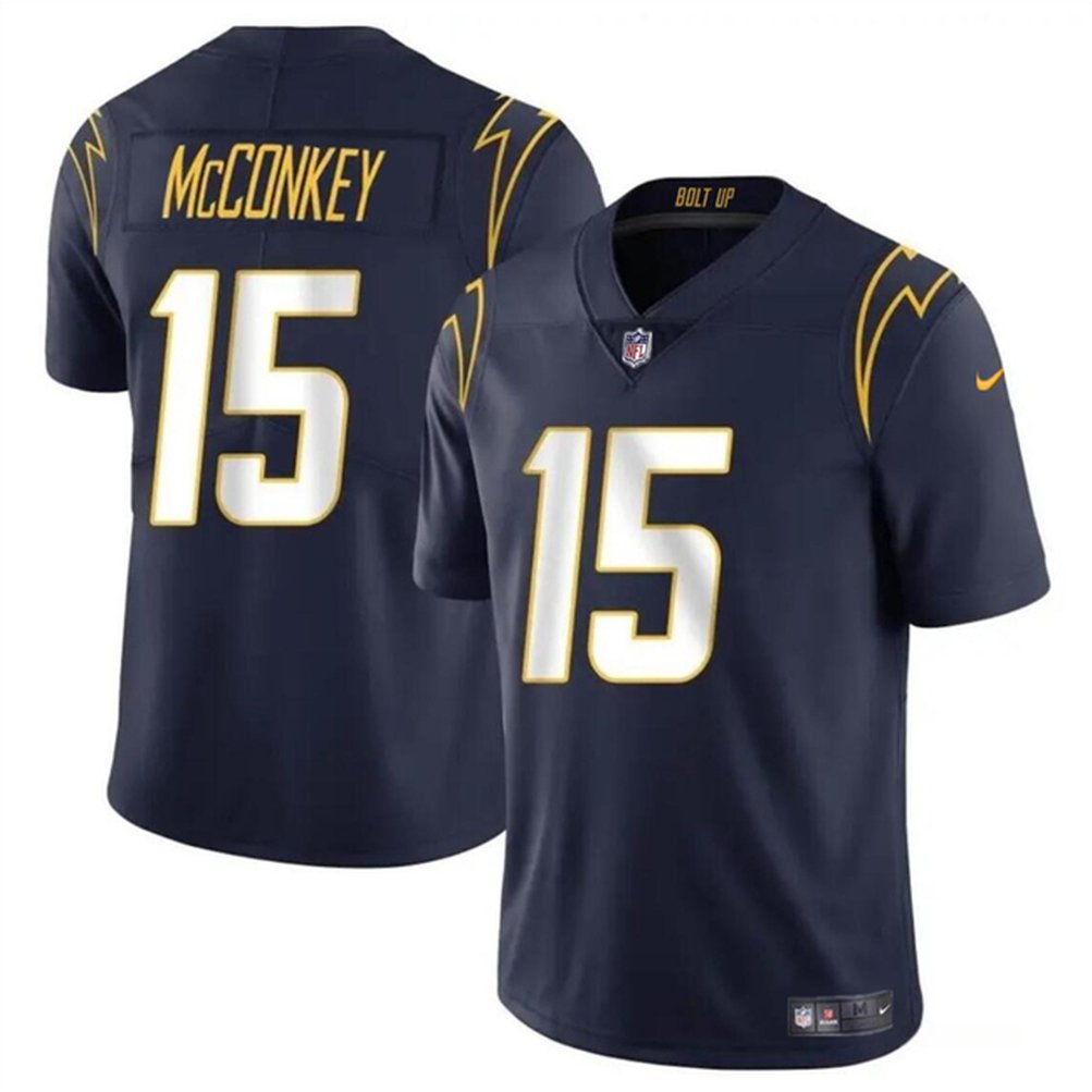 Youth Los Angeles Chargers #15 Ladd McConkey Navy 2024 Draft Vapor Limited Stitched Football Jersey 