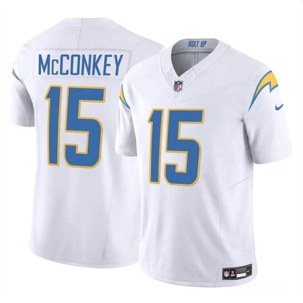 Youth Los Angeles Chargers #15 Ladd McConkey White 2024 Draft F.U.S.E Vapor Limited Stitched Football Jersey 
