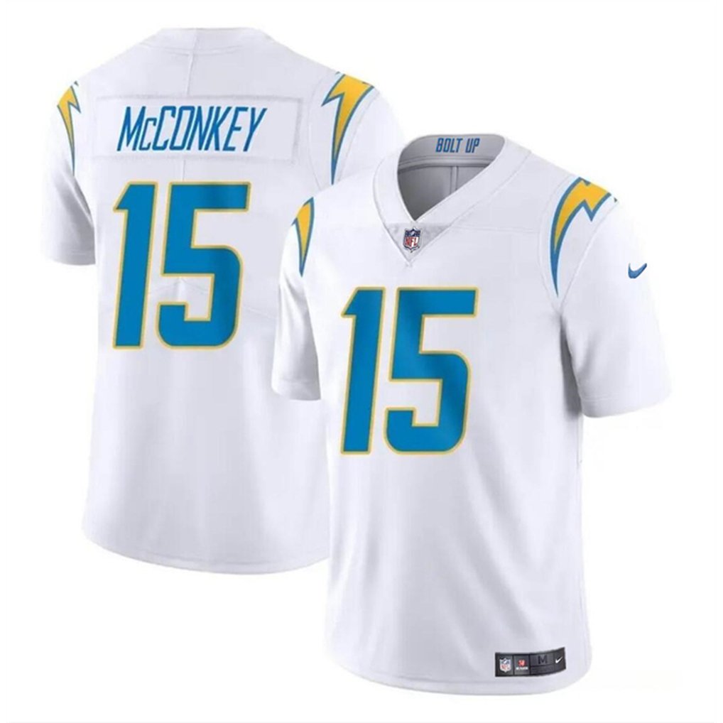 Youth Los Angeles Chargers #15 Ladd McConkey White 2024 Draft Vapor Limited Stitched Football Jersey 