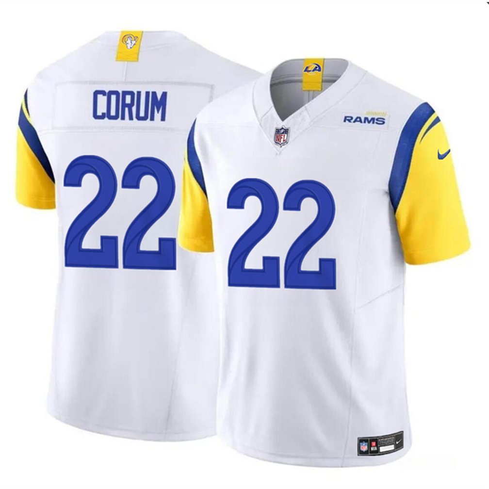 Youth Los Angeles Rams #22 Blake Corum White 2024 Draft F.U.S.E Vapor Untouchable Stitched Football Jersey 