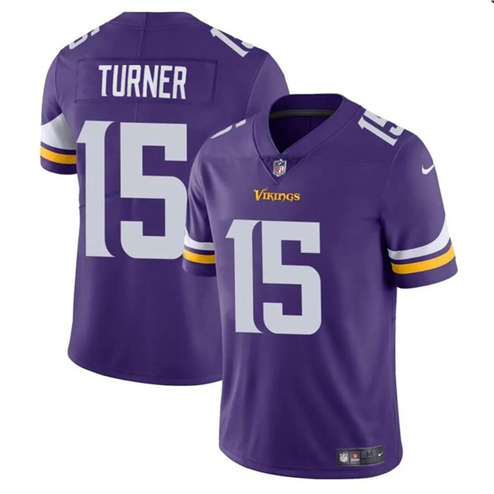 Youth Minnesota Vikings #15 Dallas Turner Purple 2024 Draft Vapor Untouchable Limited Stitched Jersey 