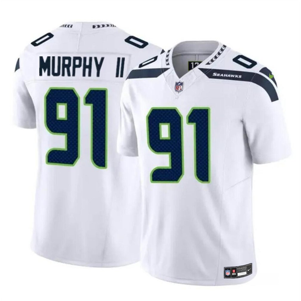 Youth Seattle Seahawks #91 Byron Murphy II White 2024 Draft F.U.S.E Vapor Limited Stitched Football Jersey 