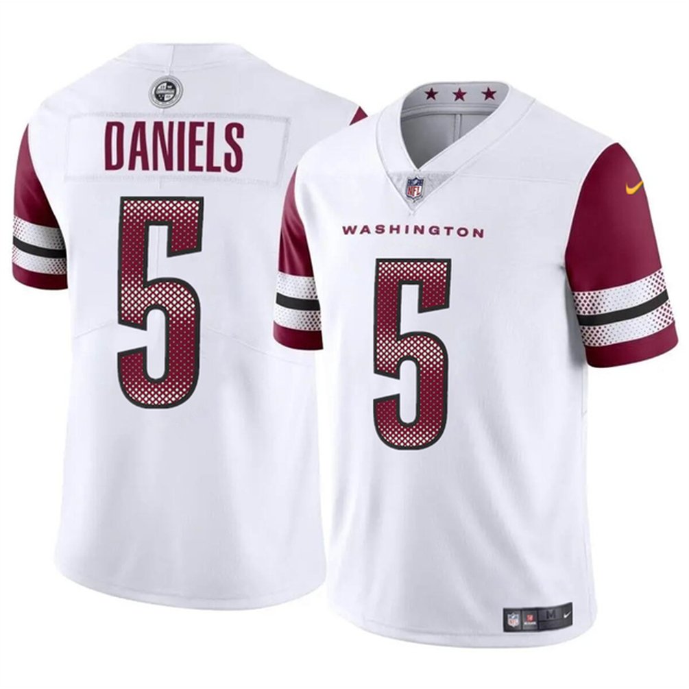 Youth Washington Commanders #5 Jayden Daniels White 2024 Draft Vapor Limited Stitched Football Jersey 