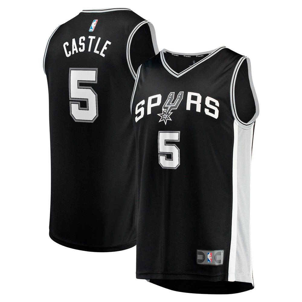 Men's San Antonio Spurs Stephon Castle  Black 2024 NBA Draft Fast Break Player Jersey - Icon Edition