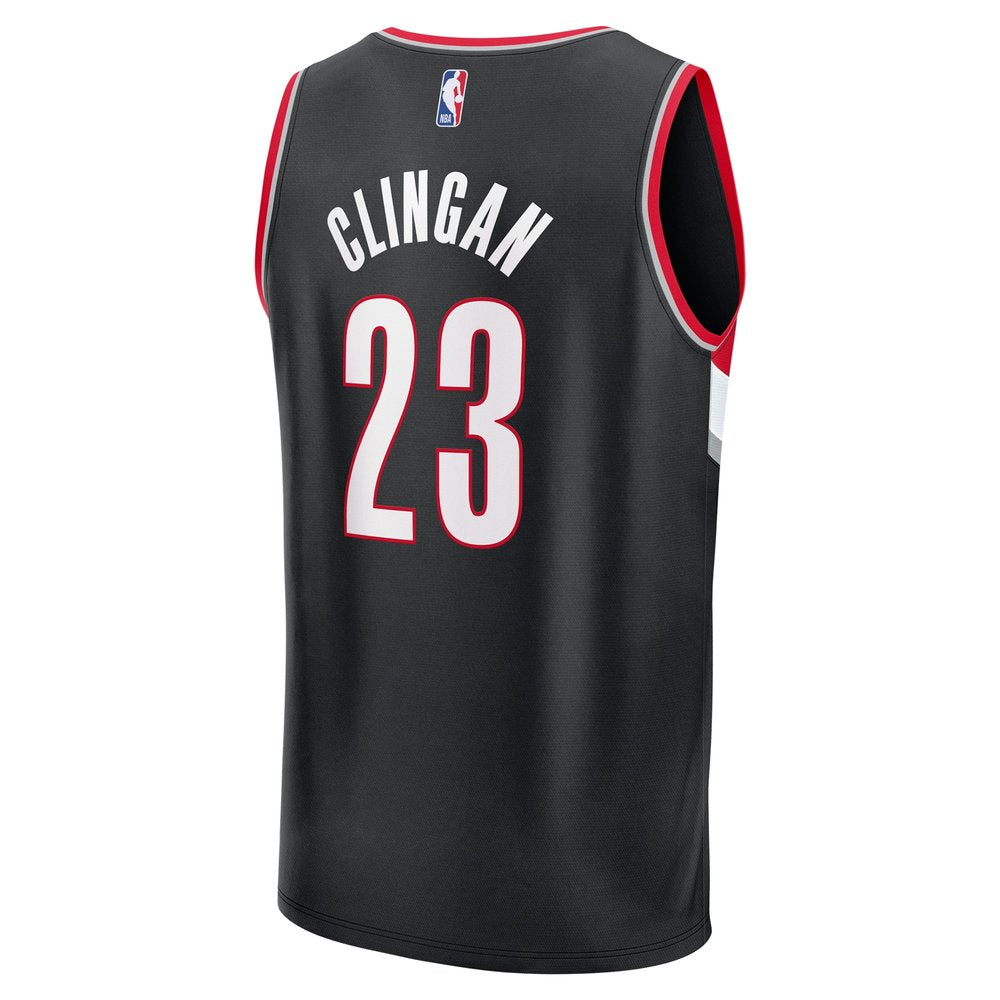 Youth Portland Trail Blazers Donovan Clingan  Black 2024 NBA Draft Fast Break Player Jersey - Icon Edition
