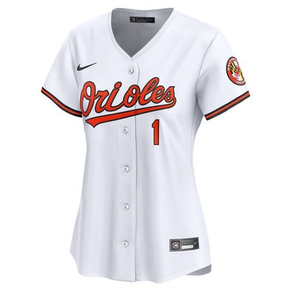 Women's Baltimore Orioles White #1 Mom Home Limited Jersey
