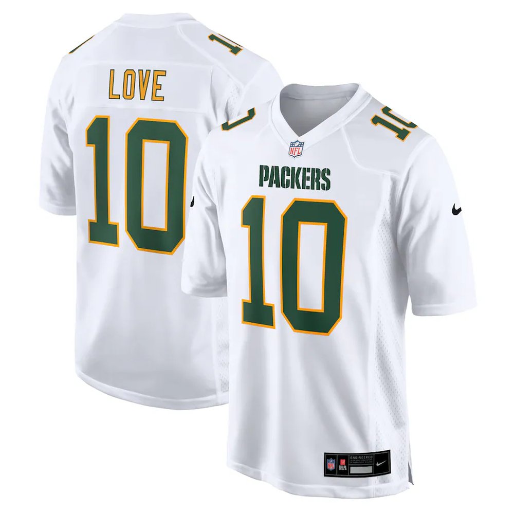 Men's Green Bay Packers Jordan Love White Fashion Game Jersey 