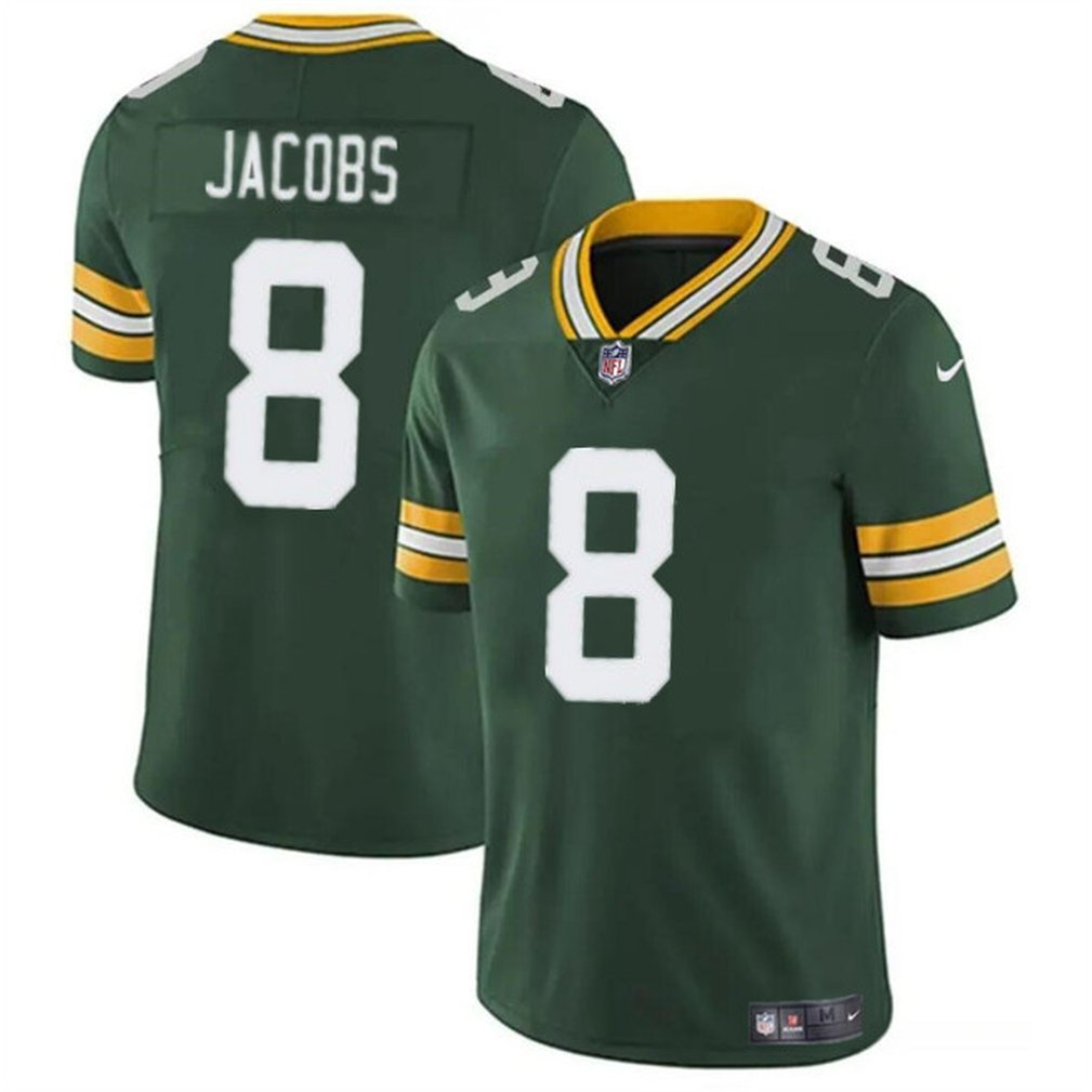 Men's Green Bay Packers #8 Josh Jacobs Green Vapor Limited Stitched Football Jersey 