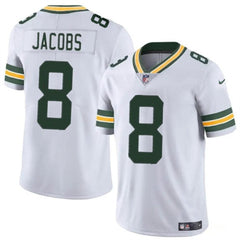 Men's Green Bay Packers #8 Josh Jacobs White Vapor Limited Stitched Football Jersey 