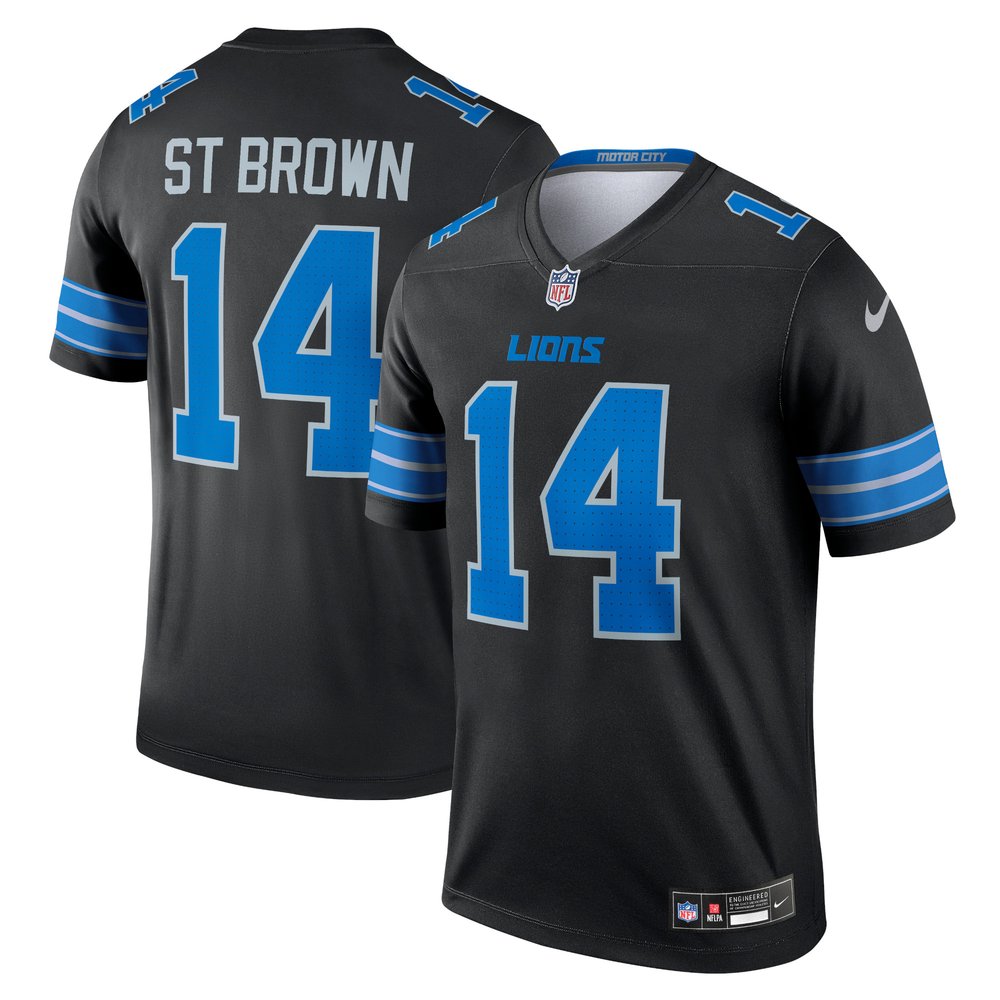 Men's Detroit Lions Amon-Ra St. Brown Black Legend Jersey 