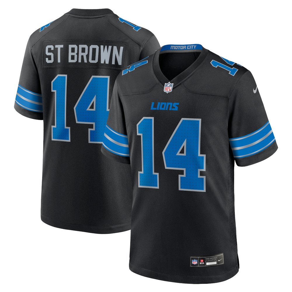 Men's Detroit Lions Amon-Ra St. Brown Black 2nd Alternate Game Jersey 