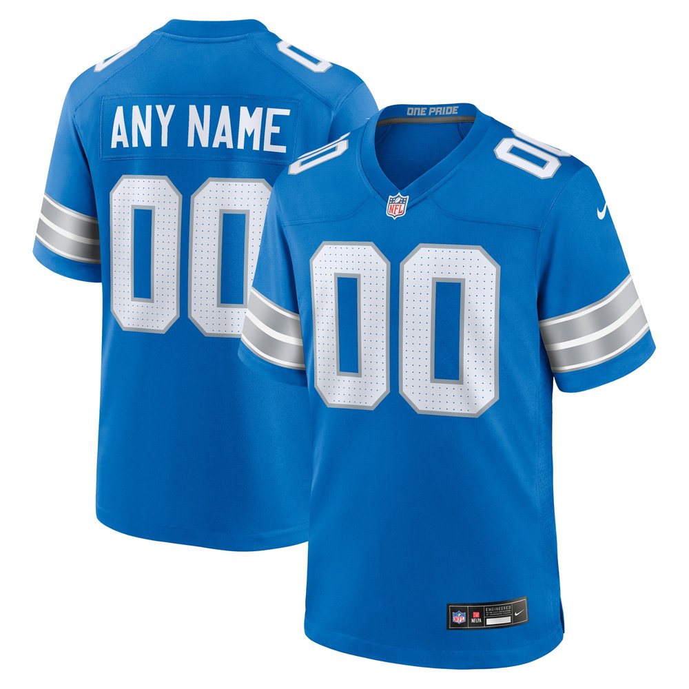 Men's Detroit Lions Blue Custom Game Jersey 
