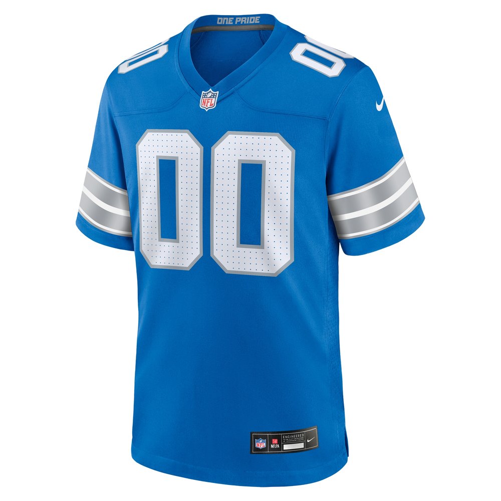 Men's Detroit Lions Blue Custom Game Jersey 