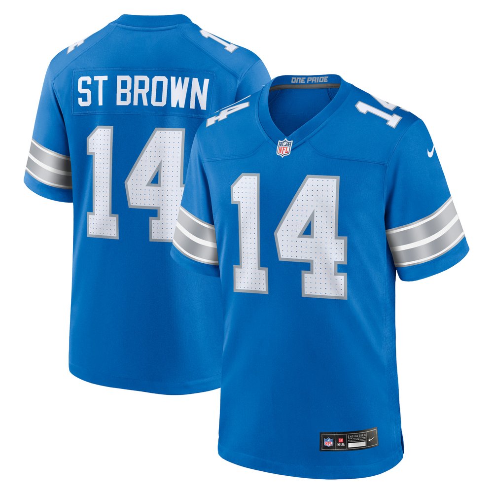 Men's Detroit Lions Amon-Ra St. Brown Blue Game Jersey 