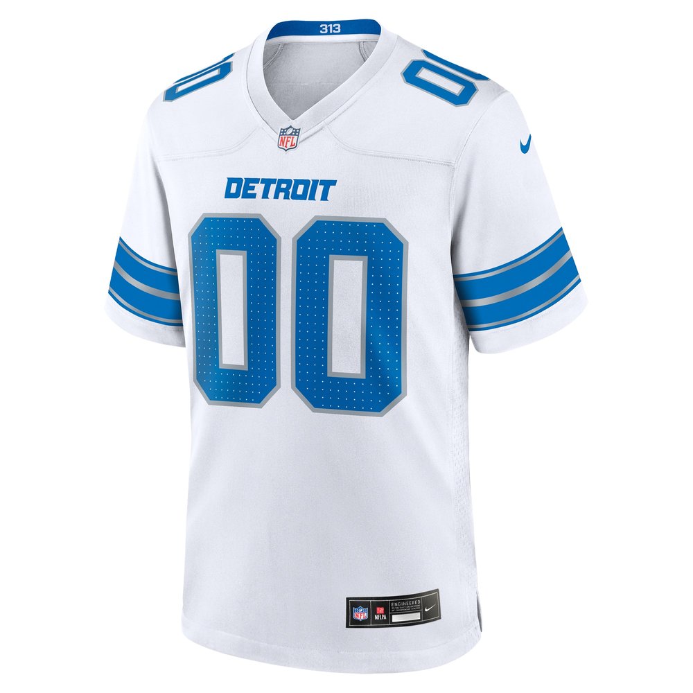 Men's Detroit Lions White Custom Game Jersey 