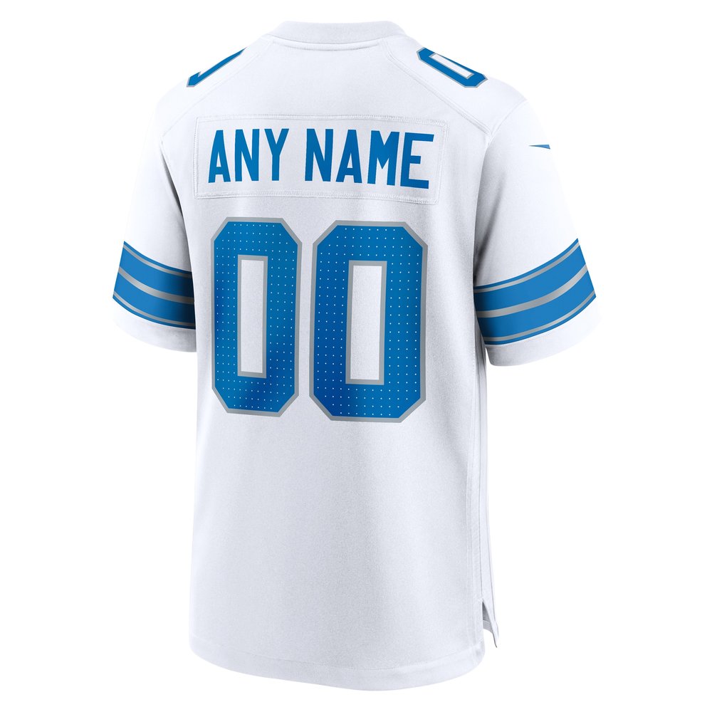 Men's Detroit Lions White Custom Game Jersey 