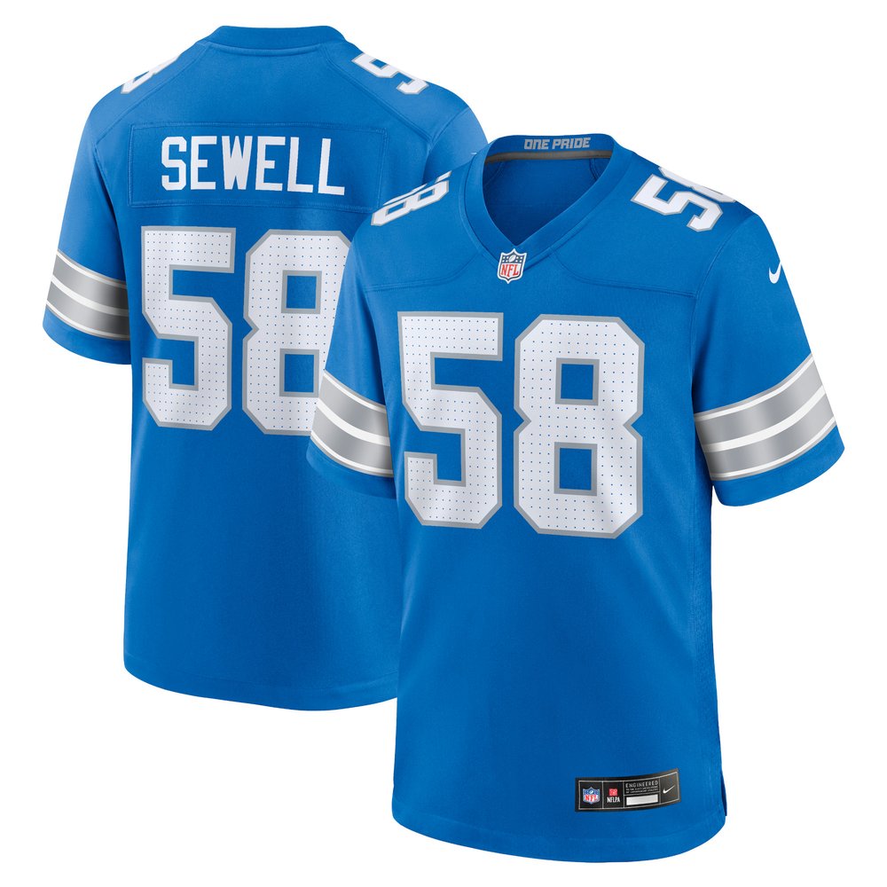 Men's Detroit Lions Penei Sewell Blue Game Jersey 