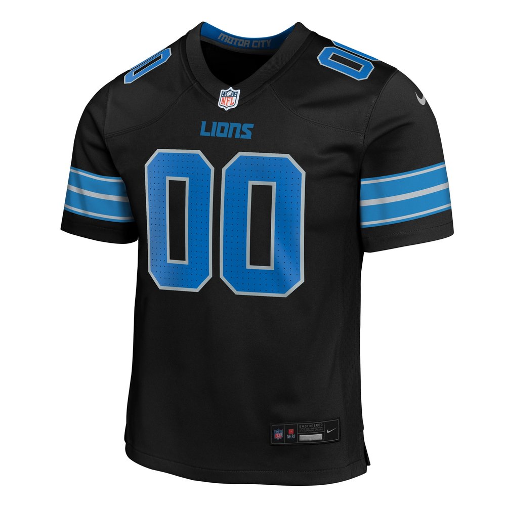 Youth Detroit Lions Black Alternate Custom Game Jersey 