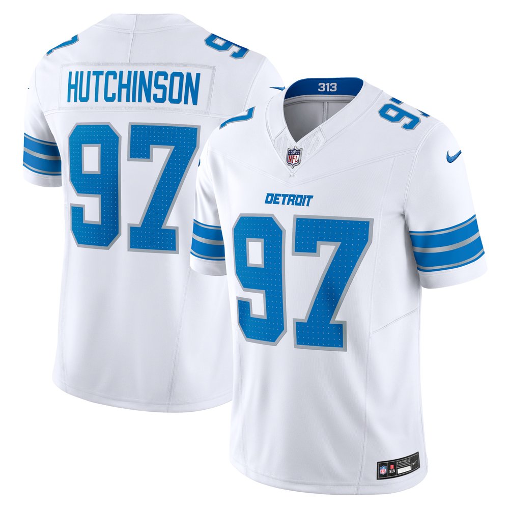 Men's Detroit Lions Aidan Hutchinson White Vapor F.U.S.E. Limited Jersey 