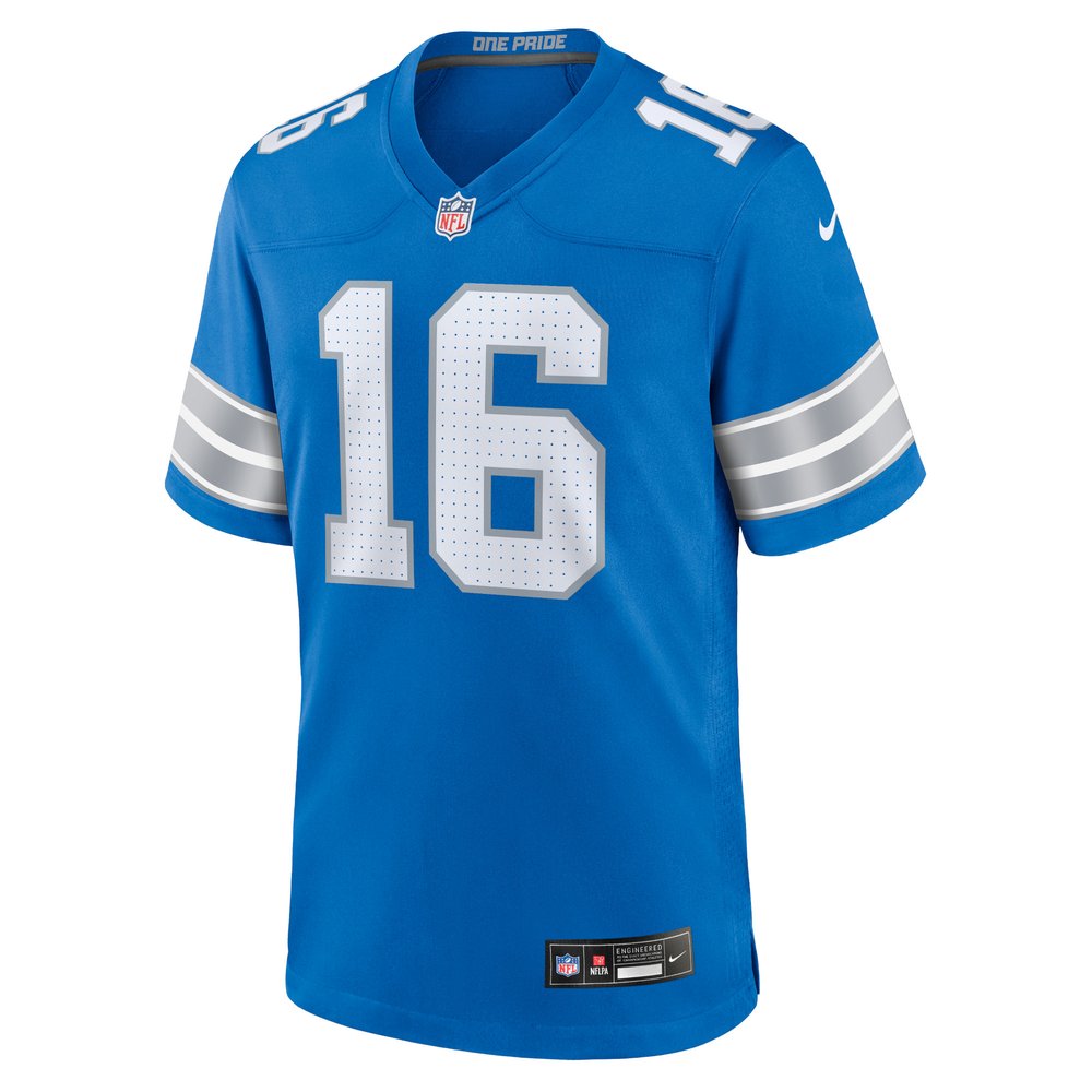 Men's Detroit Lions Jared Goff Blue Game Jersey 