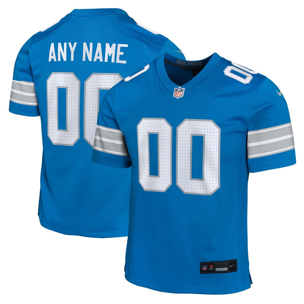 Youth Detroit Lions Blue Custom Game Jersey 