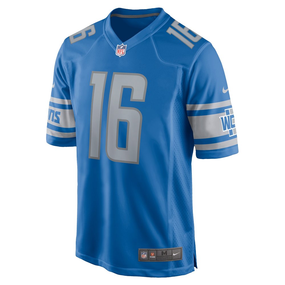 Men's Detroit Lions Jared Goff Blue Player Game Jersey 