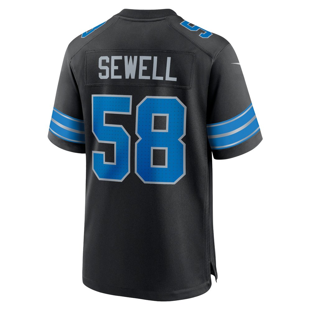 Men's Detroit Lions Penei Sewell Black 2nd Alternate Game Jersey 