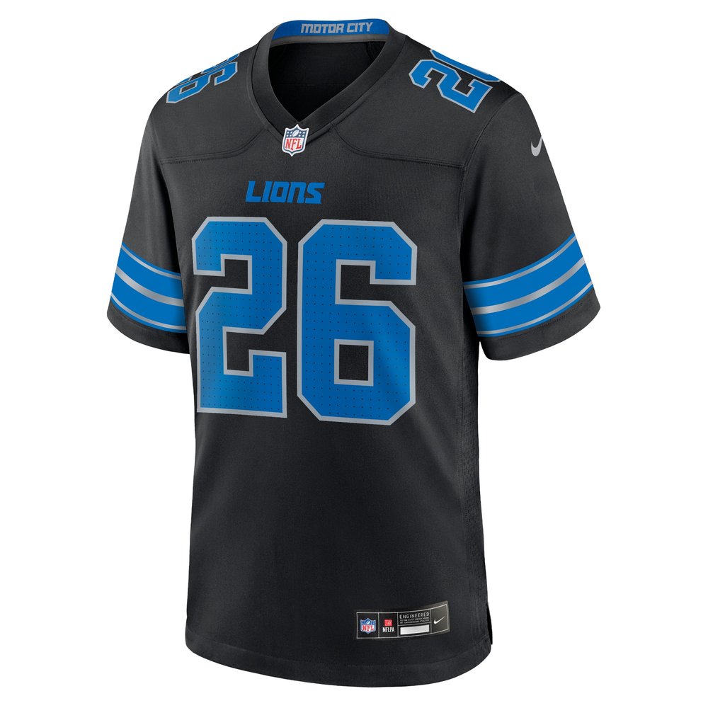 Men's Detroit Lions Jahmyr Gibbs Black 2nd Alternate Game Jersey 