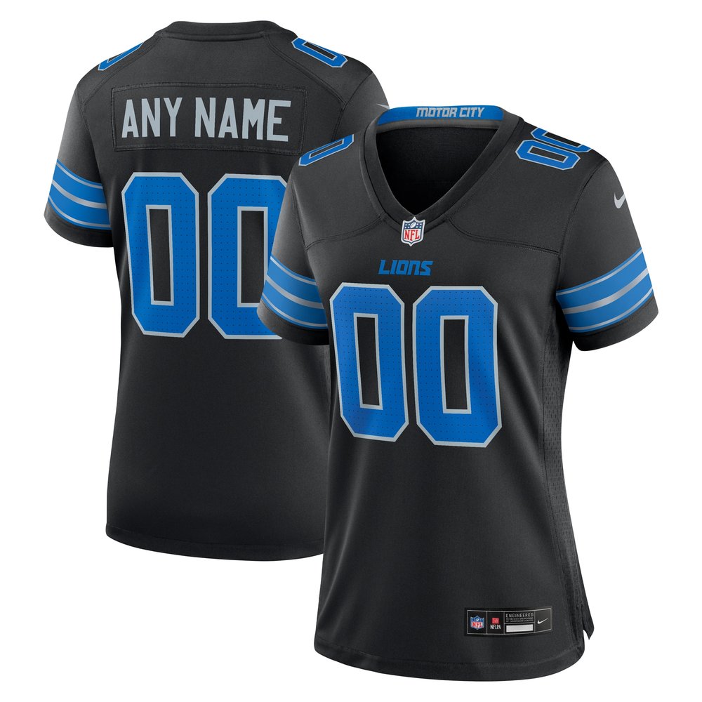 Women's Detroit Lions Black Alternate Custom Game Jersey 