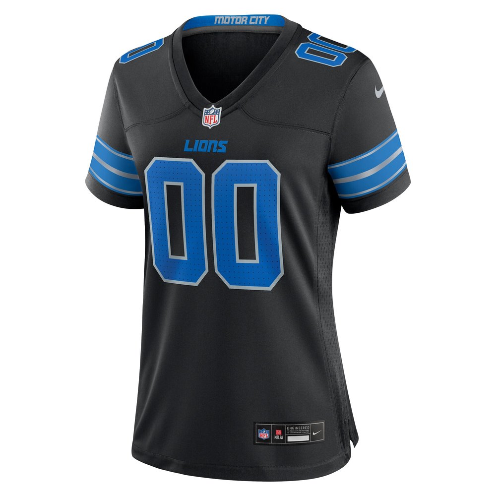 Women's Detroit Lions Black Alternate Custom Game Jersey 