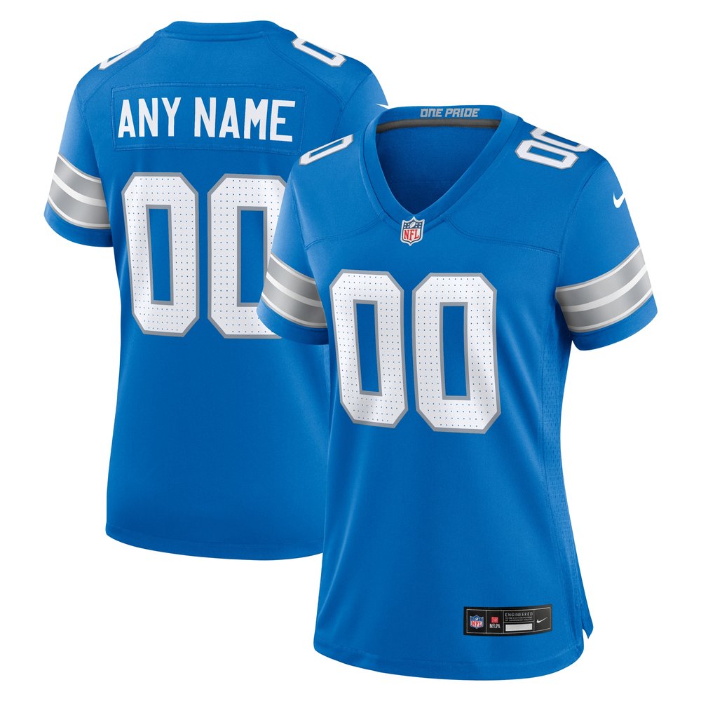 Women's Detroit Lions Blue Custom Game Jersey 