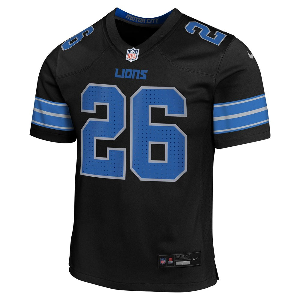 Youth Detroit Lions Jahmyr Gibbs Black Alternate Player Game Jersey 