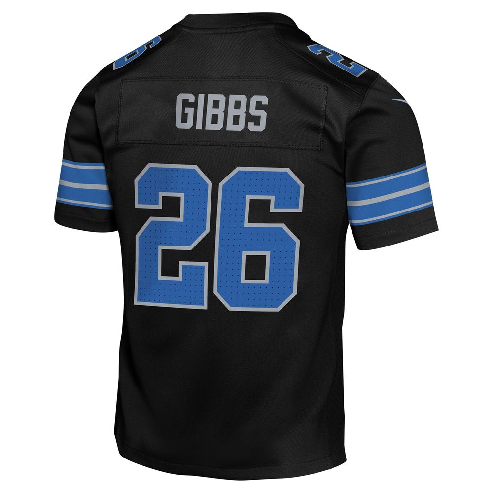 Youth Detroit Lions Jahmyr Gibbs Black Alternate Player Game Jersey 
