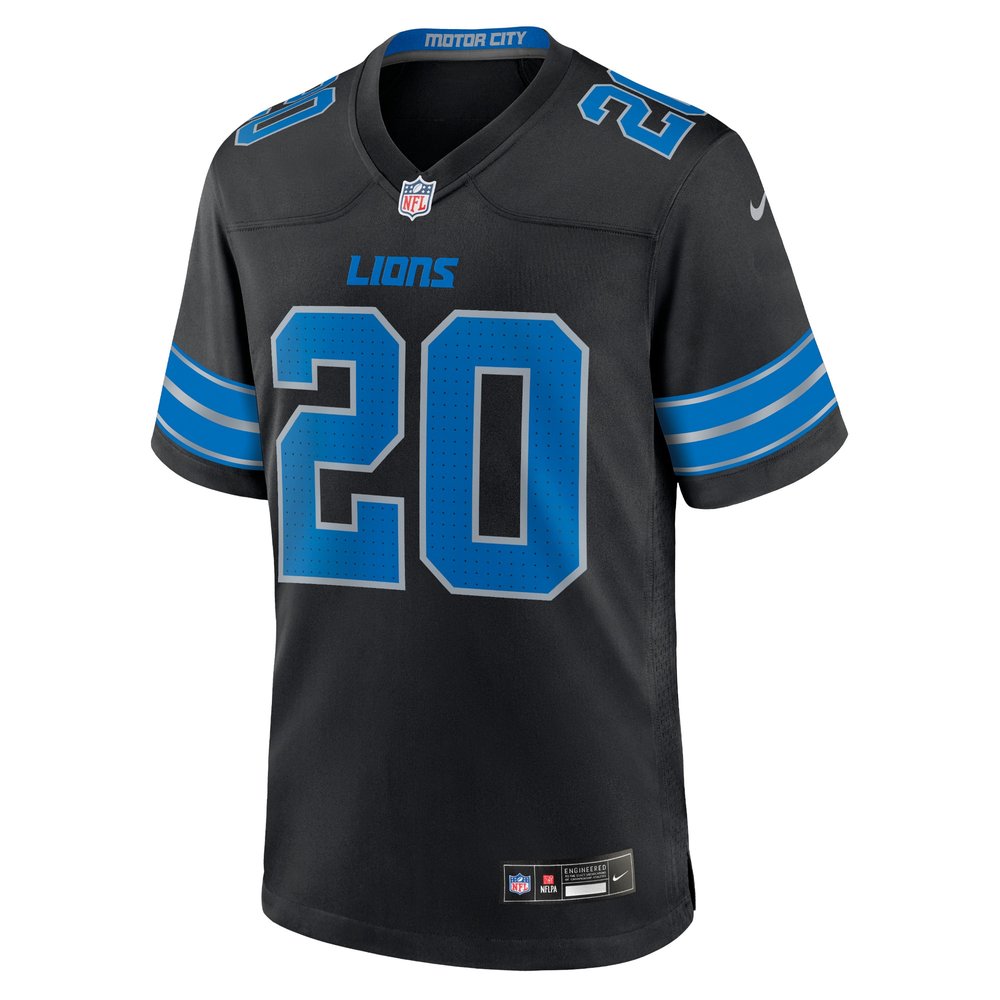 Men's Detroit Lions Barry Sanders Black 2nd Alternate Retired Player Game Jersey 