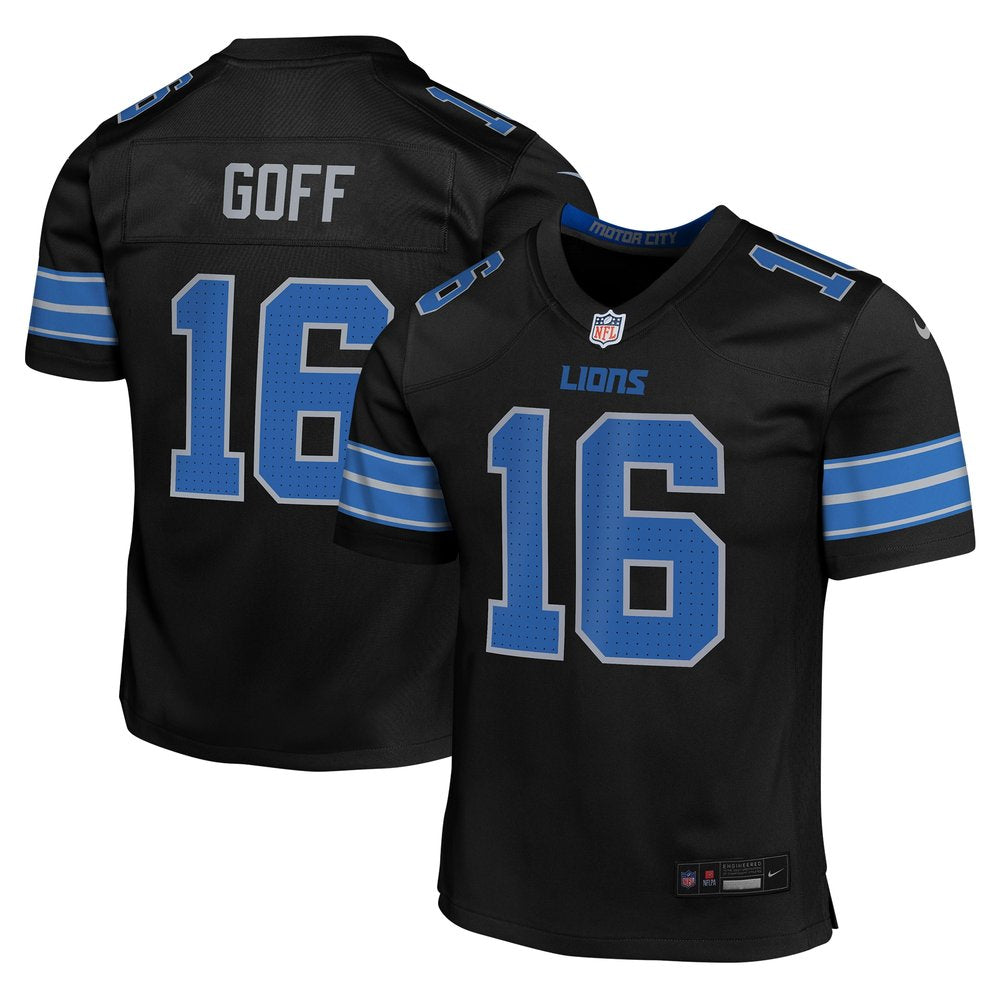 Youth Detroit Lions Jared Goff Black Alternate Player Game Jersey 