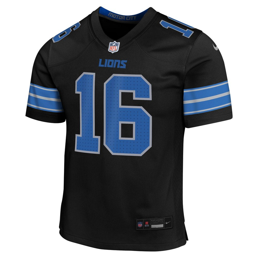 Youth Detroit Lions Jared Goff Black Alternate Player Game Jersey 