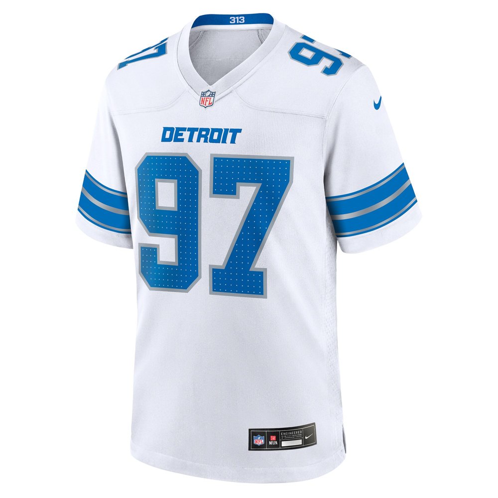 Men's Detroit Lions Aidan Hutchinson White Game Jersey 