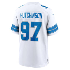 Men's Detroit Lions Aidan Hutchinson White Game Jersey 