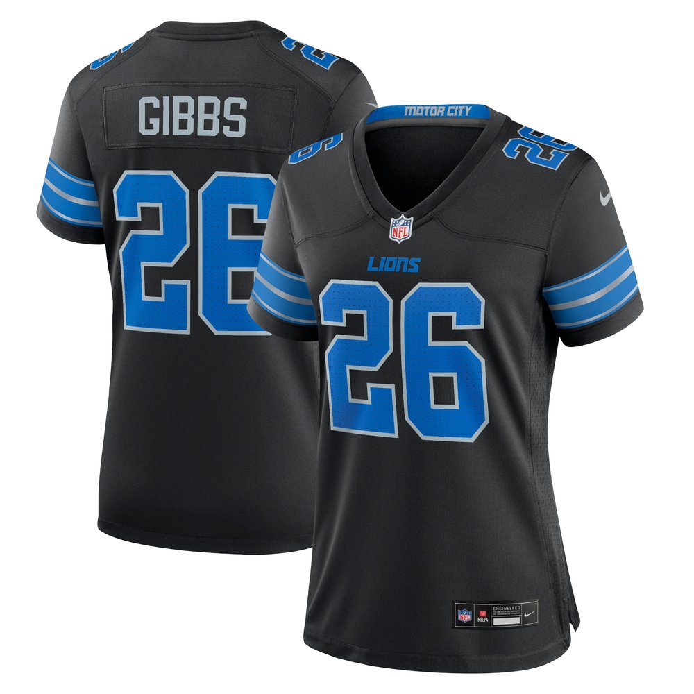 Women's Detroit Lions Jahmyr Gibbs Black 2nd Alternate Game Jersey 
