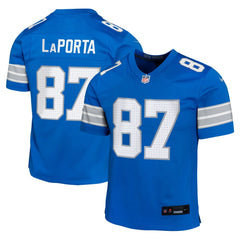 Youth Detroit Lions Sam LaPorta Blue Team Player Game Jersey 