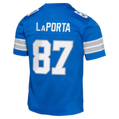 Youth Detroit Lions Sam LaPorta Blue Team Player Game Jersey 