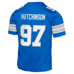 Youth Detroit Lions Aidan Hutchinson Blue Team Player Game Jersey 