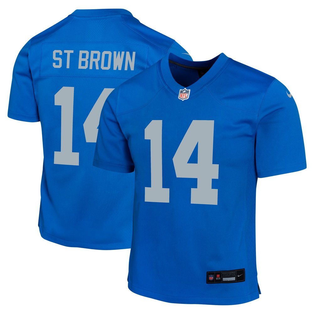 Youth Detroit Lions Amon-Ra St. Brown Blue Alternate Game Jersey 