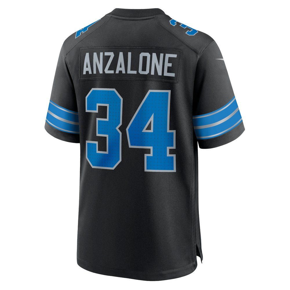 Men's Detroit Lions Alex Anzalone Black 2nd Alternate Game Jersey 