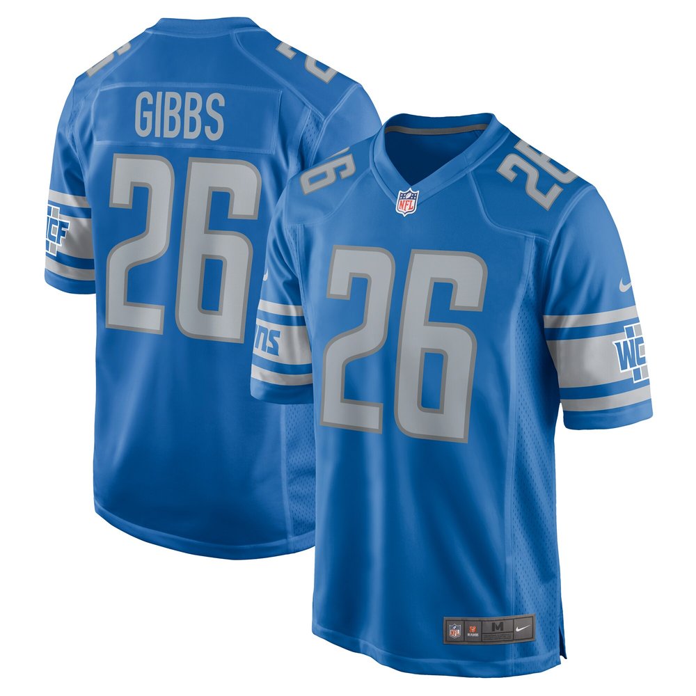 Men's Detroit Lions Jahmyr Gibbs Blue 2023 NFL Draft First Round Pick Game Jersey 