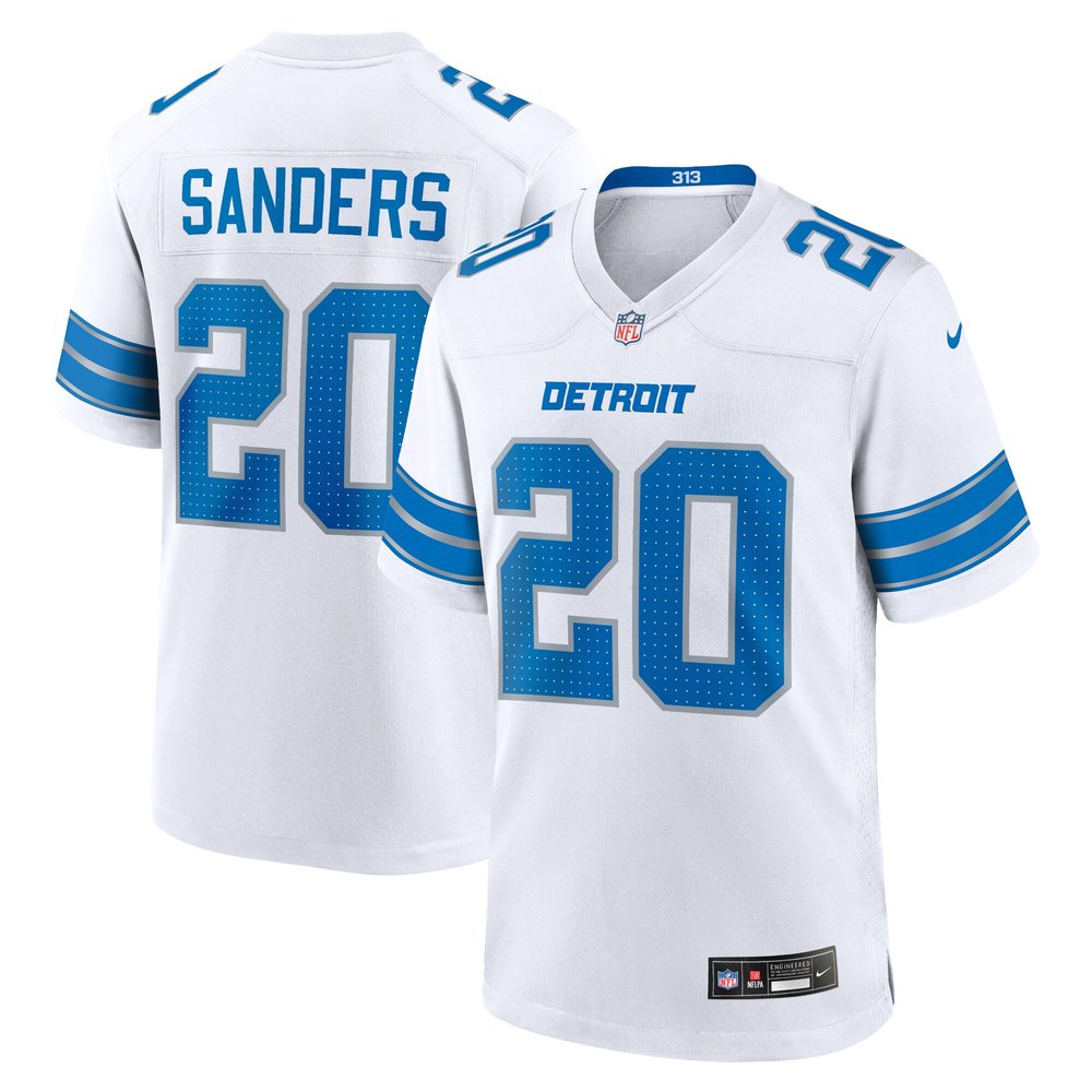 Men's Detroit Lions Barry Sanders White Retired Player Game Jersey 